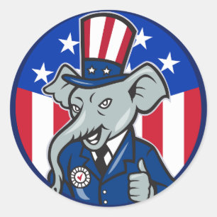 Elefant-Republikaner-Aufkleber Runder Aufkleber