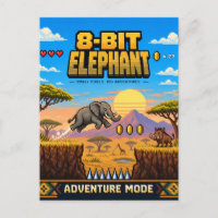 Elefant, Retro-8-Bit-Pixel-Art