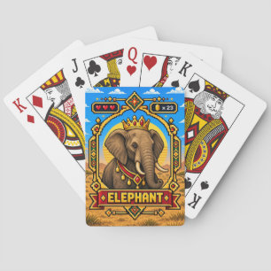 Elefant Retro 8-Bit Pixel Art Spielkarten