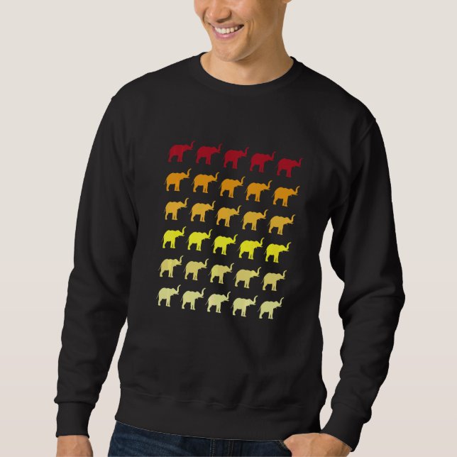Elefant Retro-Tiermuster Sweatshirt (Vorderseite)