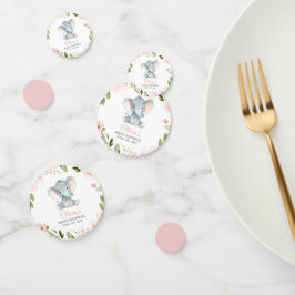 Elefant, rosa Aquarell-Blume, Babydusche Konfetti