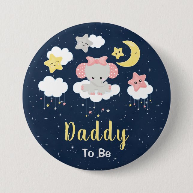 Elefant Rosa und Navy Daddy wird Vater Button (Vorderseite)