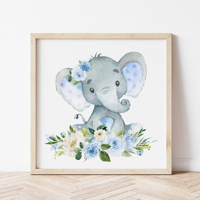 Elefant, Safari, Blumen, Junge Kinderzimmer Poster (Von Creator hochgeladen)