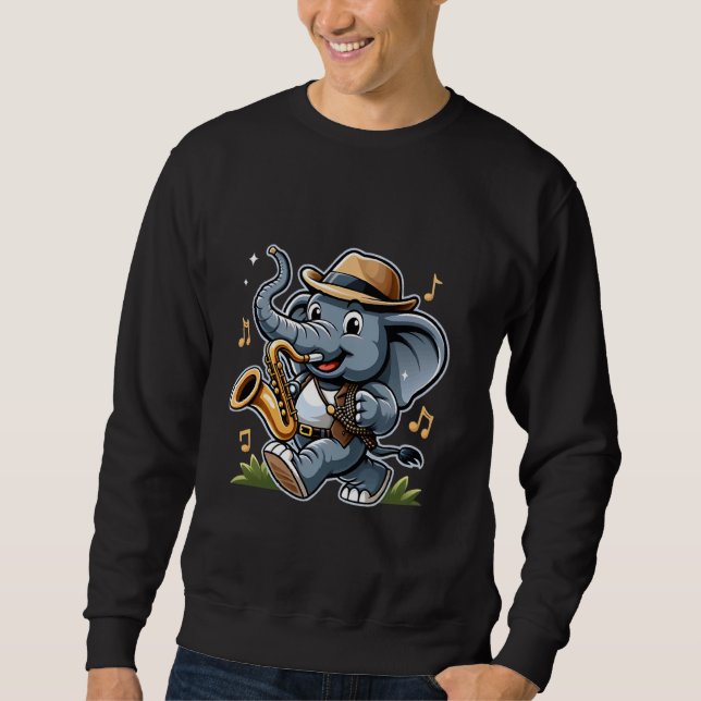 Elefant Saxophone Funny Music Animal Liebe Sweatshirt (Vorderseite)