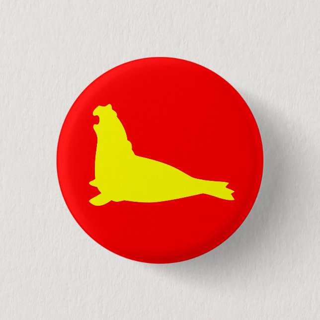 Elefant-Siegel-Knopf-Gelb-Rot Button (Vorderseite)