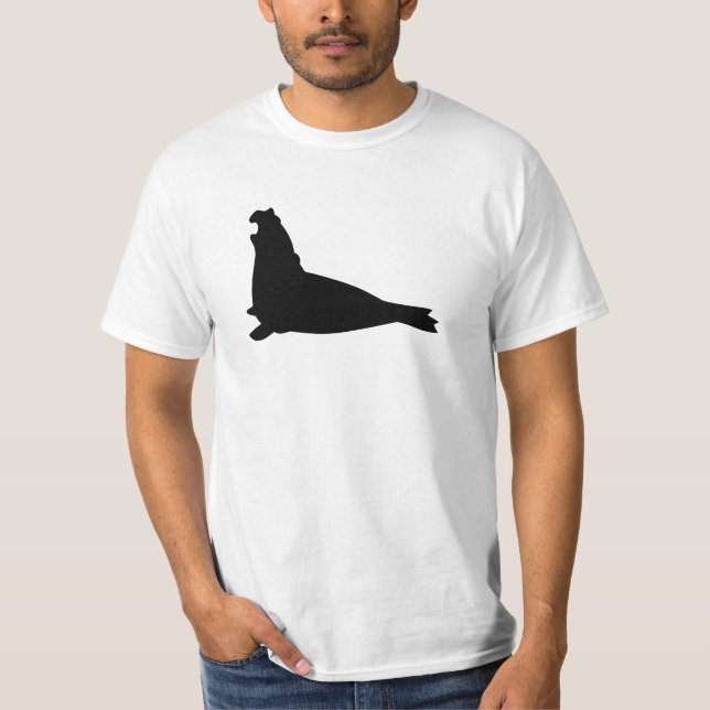Elefant-Siegel-Shirt-Schwarzes T-Shirt (Vorderseite)