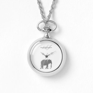 Elefant Silber Elegantes Monogramm Klassisches Cus Armbanduhr