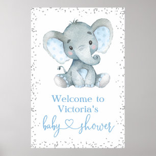 Elefant Silber Glitter Baby Shower Willkommensschi Poster