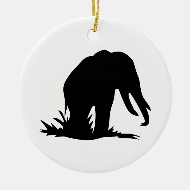 Elefant Silhouette Keramik Ornament (Vorne)