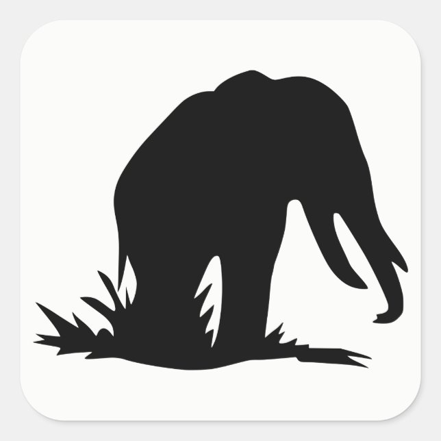 Elefant Silhouette Quadratischer Aufkleber (Vorderseite)