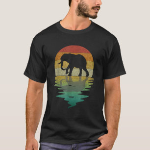 Elefant Silhouette Sonnenuntergang Retro Vintage 7 T-Shirt