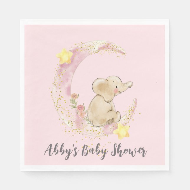 Elefant sitzend auf einem Mond Serviette (Vorderseite)