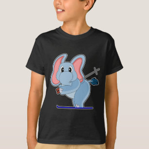 Elefant Ski Skifahrer Skistöcke T-Shirt