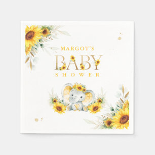 Elefant Sonnenblume Babydusche Geschlecht Neutral Serviette