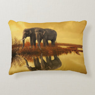 Elefant-Sonnenuntergang Zierkissen