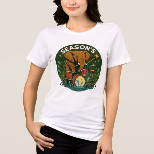 Elefant spielt Schlagzeug spritzt Wasser Sommer Gi Tri-Blend Shirt