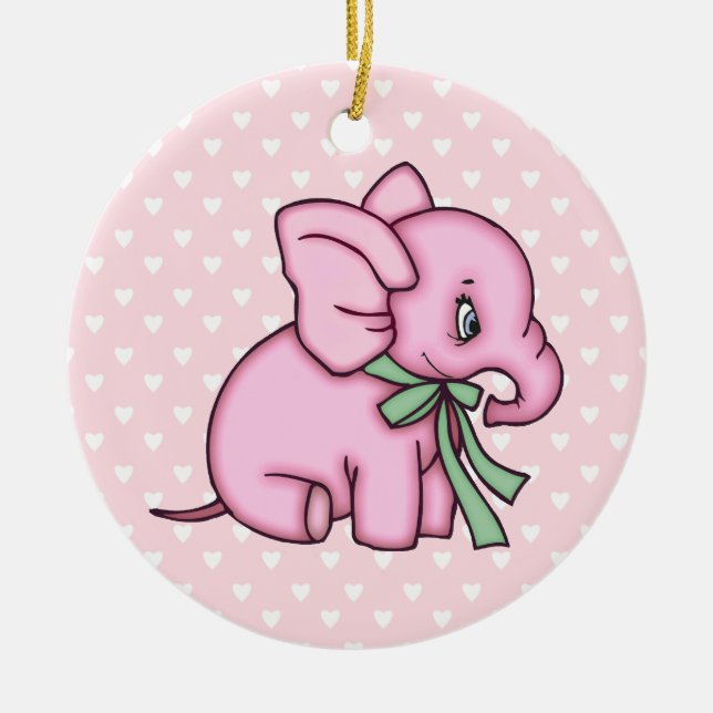 Elefant-Spielzeug-Rosa Keramik Ornament (Vorne)