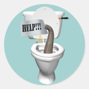 Elefant steckt in Toilette Runder Aufkleber
