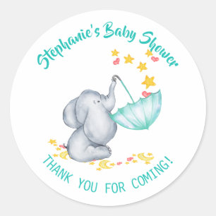 Elefant & Sterne Baby Shower Dankeschön Runder Aufkleber