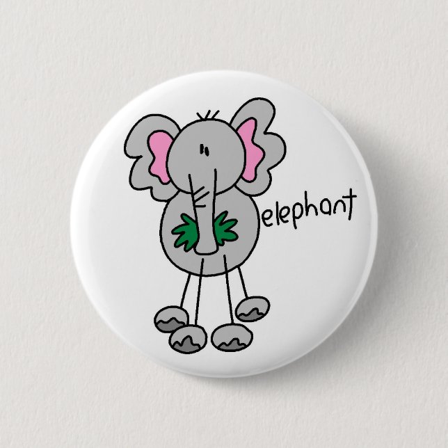 Elefant-Stickfigur-Knopf Button (Vorderseite)