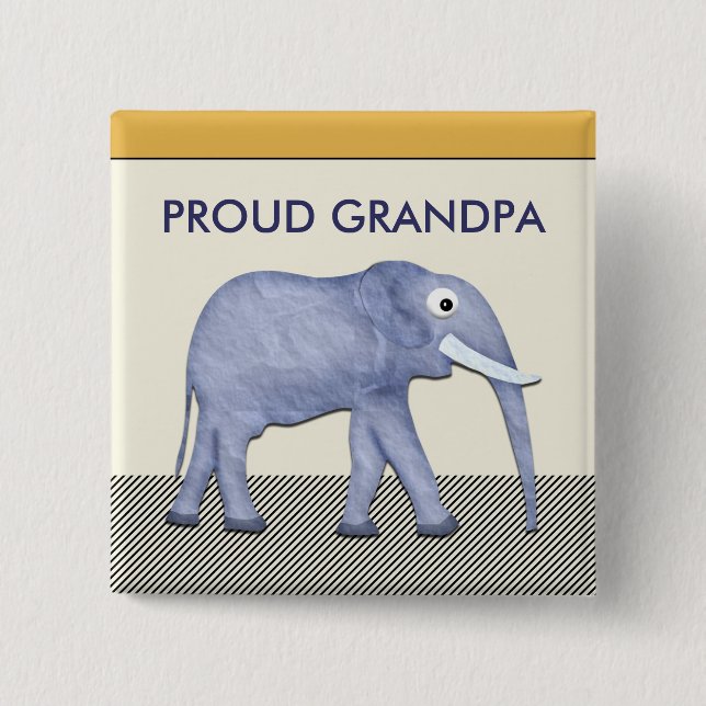 Elefant-stolzer Großvater-Knopf Button (Vorderseite)