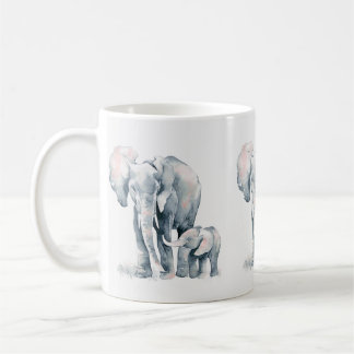 Elefant-Tasse, Elefantmama und Kind, wild lebende Tasse
