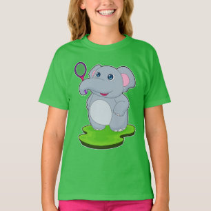 Elefant Tennis Tennisschläger T-Shirt