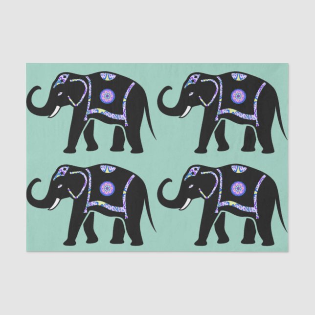 Elefant Tier Abstrakt Dekorative Muster Seidenpapier (Vorderseite)
