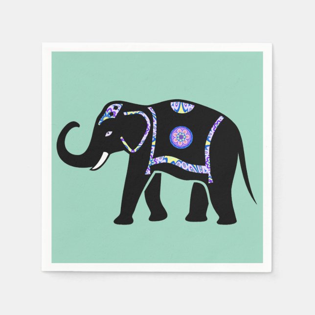Elefant Tier Abstrakt Dekorative Muster Serviette (Vorderseite)