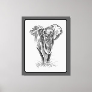 Elefant Tier Aquarellmalerei Wildlife Art Leinwanddruck