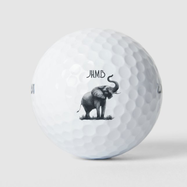 Elefant Tier Monogramm Kunst Golfball (Vorderseite)
