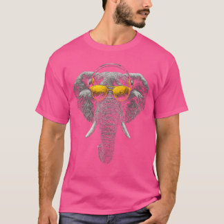Elefant Tier Motiv Kunst Musik Kopfhörer Elep T-Shirt