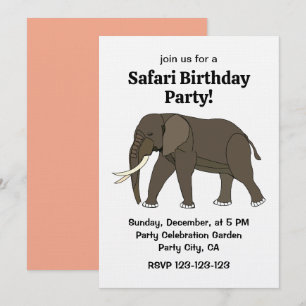 Elefant Tier Safari Geburtstagsfeier Einladung