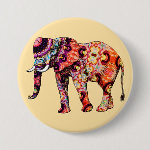 Elefant Tier Traditionelle chinesische Muster Button