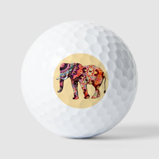 Elefant Tier Traditionelle chinesische Muster  Golfball (Vorderseite)
