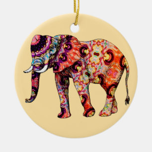 Elefant Tier Traditionelle chinesische Muster Keramik Ornament