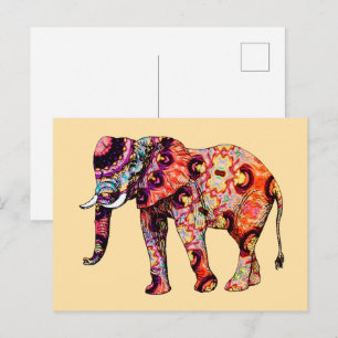 Elefant Tier Traditionelle chinesische Muster Postkarte