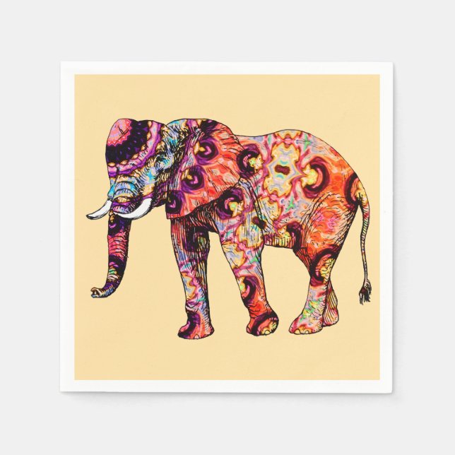 Elefant Tier Traditionelle chinesische Muster  Serviette (Vorderseite)