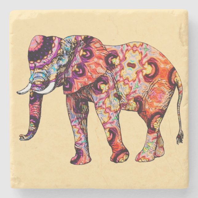 Elefant Tier Traditionelle chinesische Muster  Steinuntersetzer (Vorderseite)