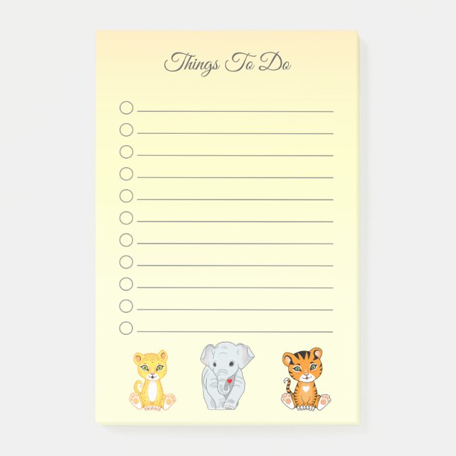Elefant, Tiger & Leopard Dinge zu tun Post-it Klebezettel (Vorderseite)