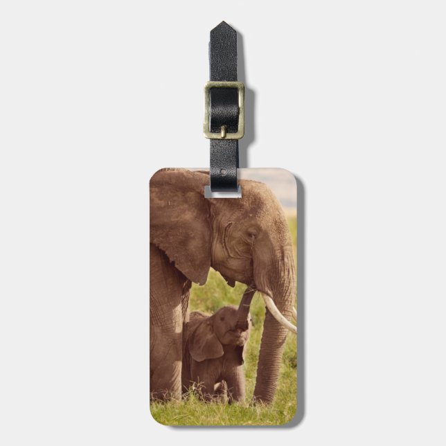 Elefant u. Baby Getty Bild-| Gepäckanhänger (Vorderseite vertikal)