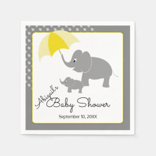 Elefant u. Baby, Regenschirm-Babyparty Serviette