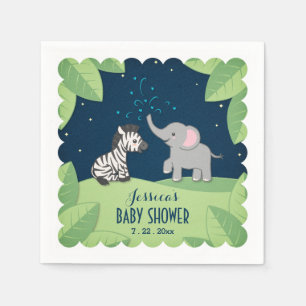Elefant-u. Zebra-Safari-Babyparty-Servietten Serviette