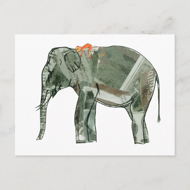 Elefant und Affe Postkarte (Vorderseite)