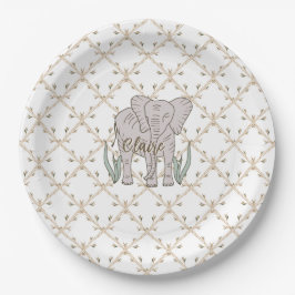 Elefant und Bambus Pappteller