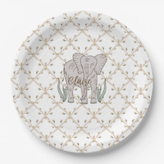 Elefant und Bambus Pappteller