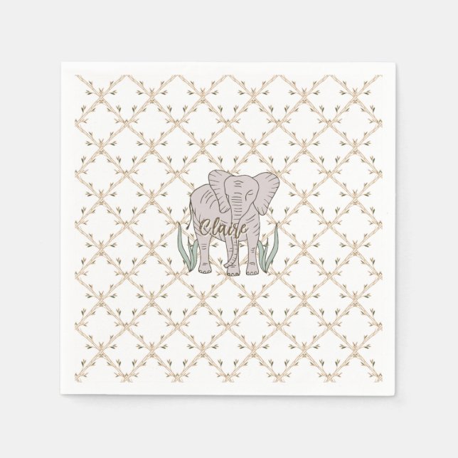 Elefant und Bambus Serviette (Vorderseite)