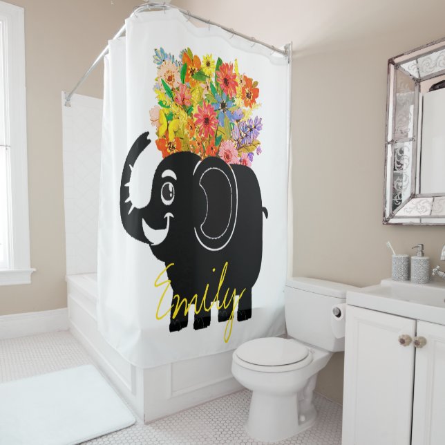 Elefant und Blume Duschvorhang (Beispiel)