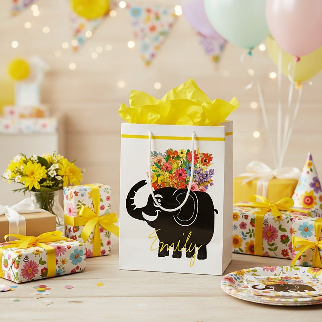 Elefant und Blume Mittlere Geschenktüte (Von Creator hochgeladen)