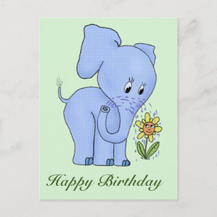 Elefant und Blume Postkarte